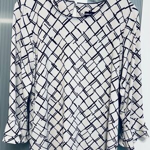 Karl Lagerfeld Geometric Black and White Blouse